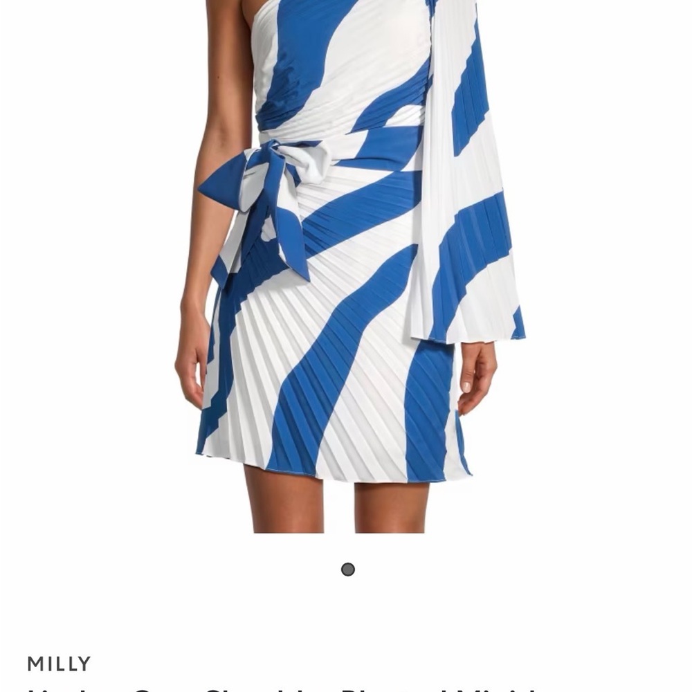 Milly Linden One-Shoulder Pleated Minidress